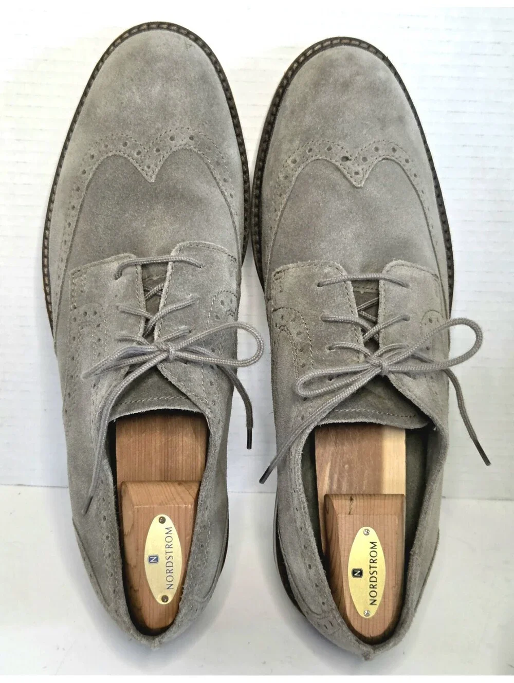 Clarks Collection Mens 12 M Dove Gray Suede Wingtip Oxfords Brogues NWOB